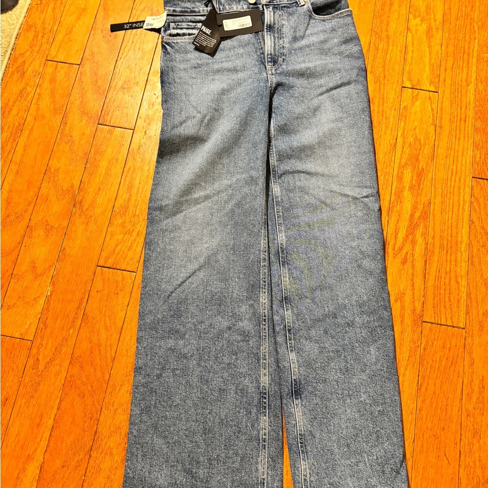 PAIGE High Rise Wide Leg Classic Blue Women's Jeans